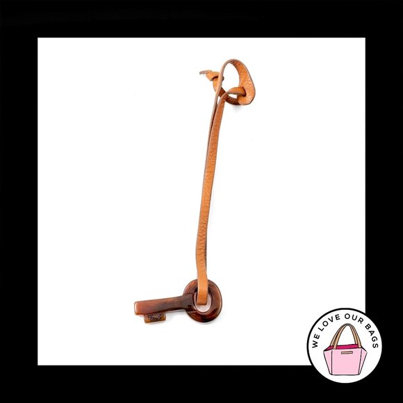 Fossil Accessories - FOSSIL Brown LEATHER STRAP Plastic Key Shaped Fob Bag Charm Keychain Hang Tag